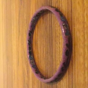 Purple floral hand painted ceramic bangle bracelet